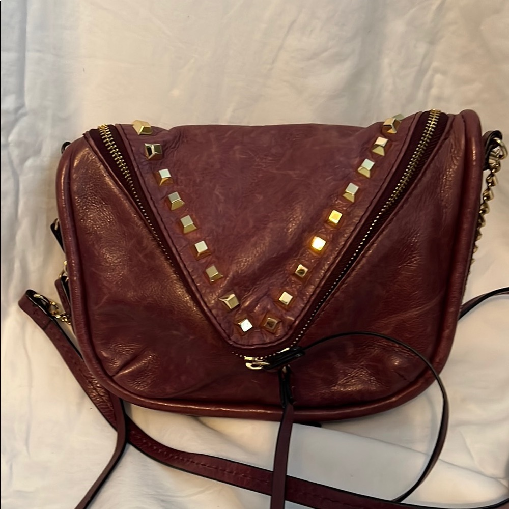She + lo Women's Burgundy Crossbody Bag with Gold Accents